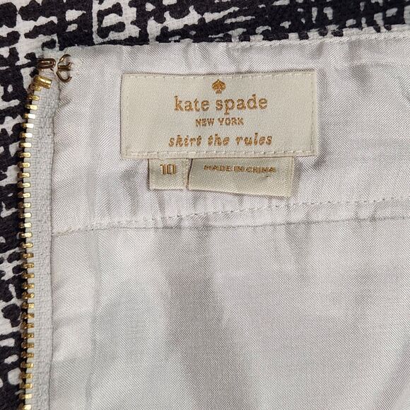 Kate Spade Skirt Size 10 Classsic Black White Abstract Geometric Grid Career - Picture 5 of 8